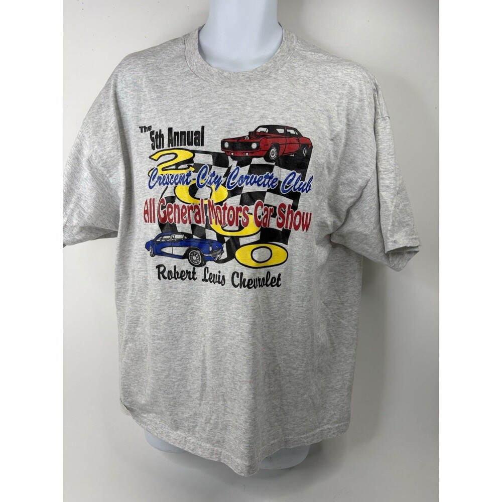 Vintage 90s Crescent City Corvette Club Car Show Shirt XL Hanes USA